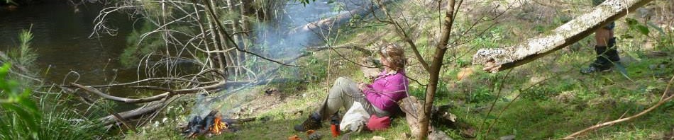 Trish relaxing at the Uni Rover camp site